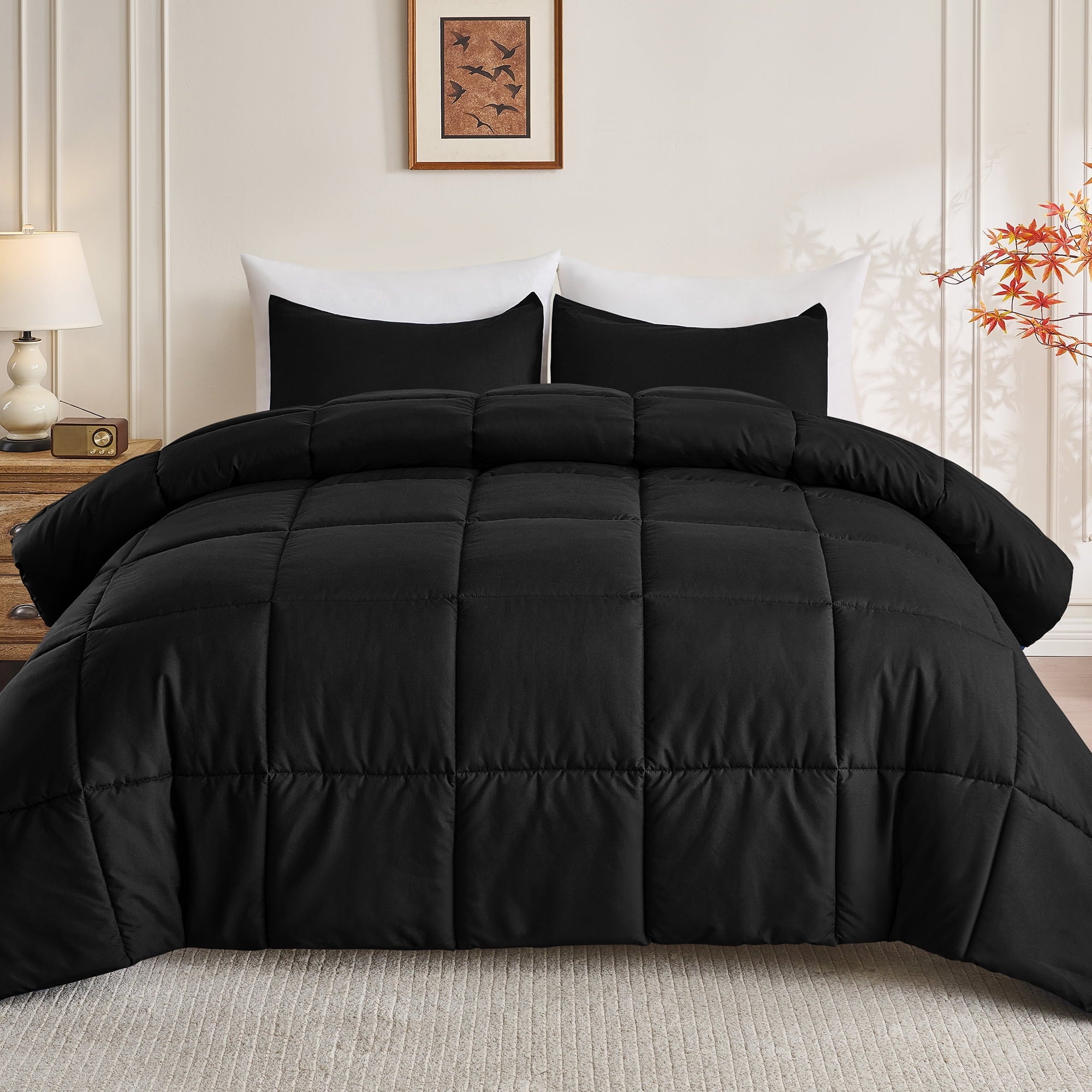 Luxurious Quilted Queen Size Comforter Sets, 3 Piece Soft Quilted Bedding Sets, All-Season Down Alternative Comforter with 2 Pillow Sha... - Hypoallergenic Ultra-Fluffy Quilt for Winter - Default Title