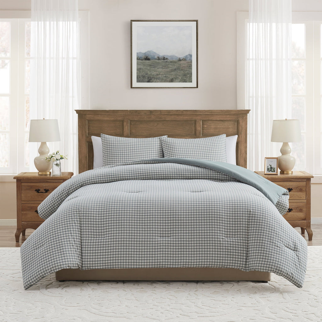 Heavyweight Warmth Full/Queen Comforter Set, All-Season, 3-Piece, Green Gingham Plaid - Cloud-Like Soft Lightweight Bed Comforter - Default Title