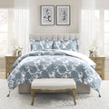 Hypoallergenic Cloud Veronica 3-Piece Blue Floral Cotton Slub Comforter Set, King - All-Season Down Alternative Comforter Insert - Default Title