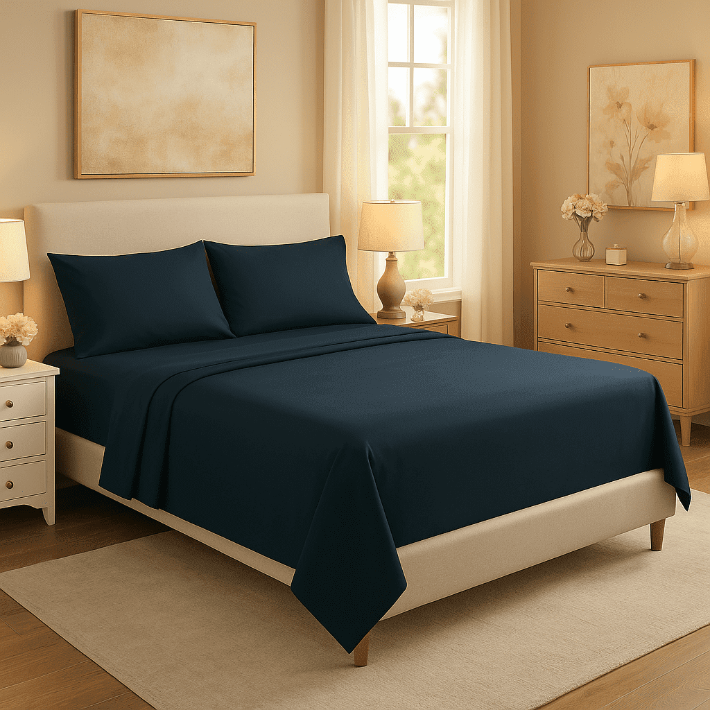 Wrinkle-Resistant 3-Piece Twin Sheet Set, Ultra-Soft 800 Thread Count Microfiber, Deep Pocket, Twin, Blue Indigo - Luxury Bed Sheet Set with Deep Pockets - Default Title