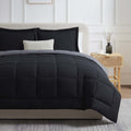 All-Season Queen Comforter Set, 3 Piece Bed in a Bag, Reversible Down Alternative Bedding Set, Black & Gray - Hypoallergenic Ultra-Fluffy Quilt for Winter - Default Title