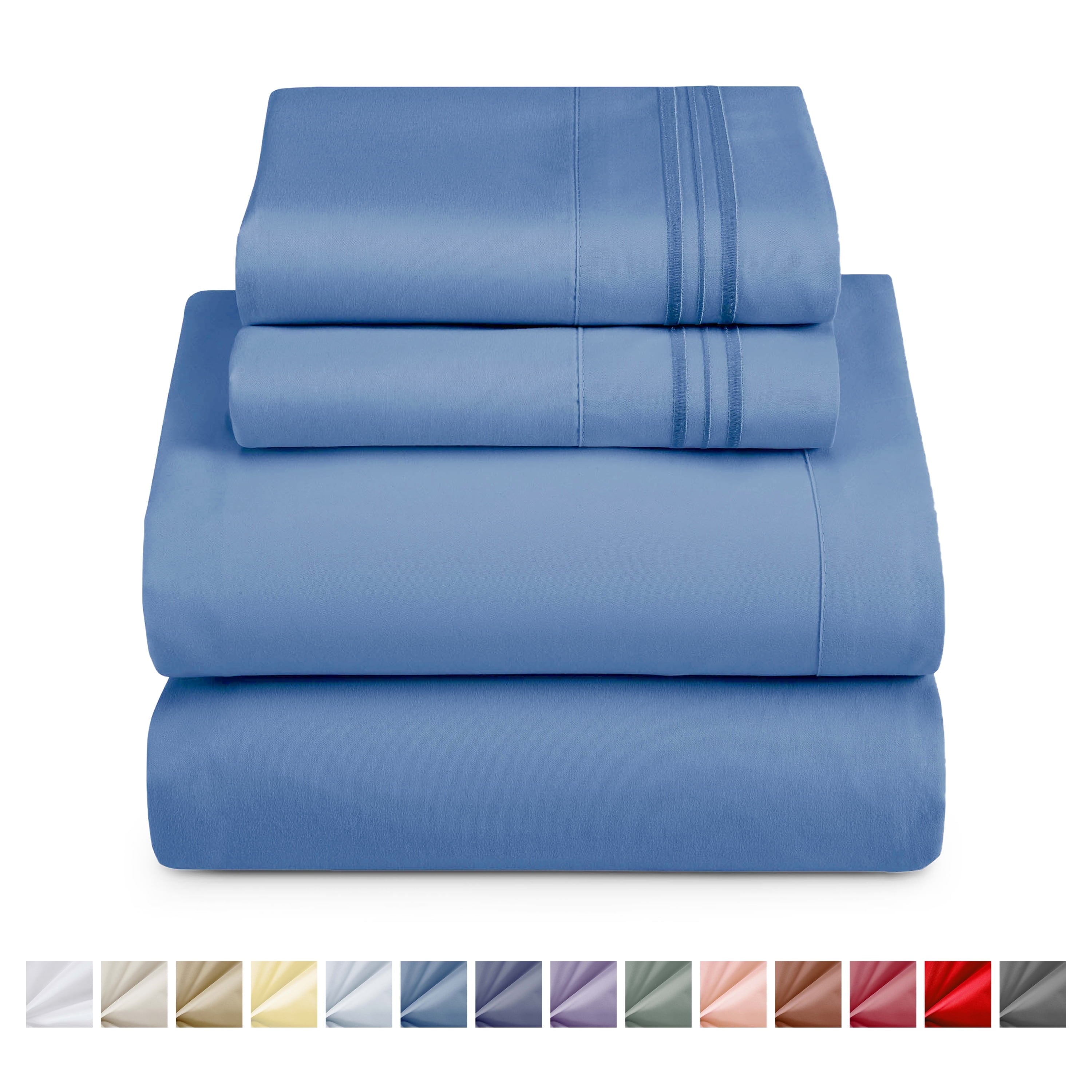 Premium Egyptian Cotton Split King Sheet Sets, Deep Pocket 5 Piece, Luxury Soft Microfiber Bed Sheet Sets, BLUE HEAVEN - Premium Ultra-Soft Pillowcase Pair for Sleeping - Default Title