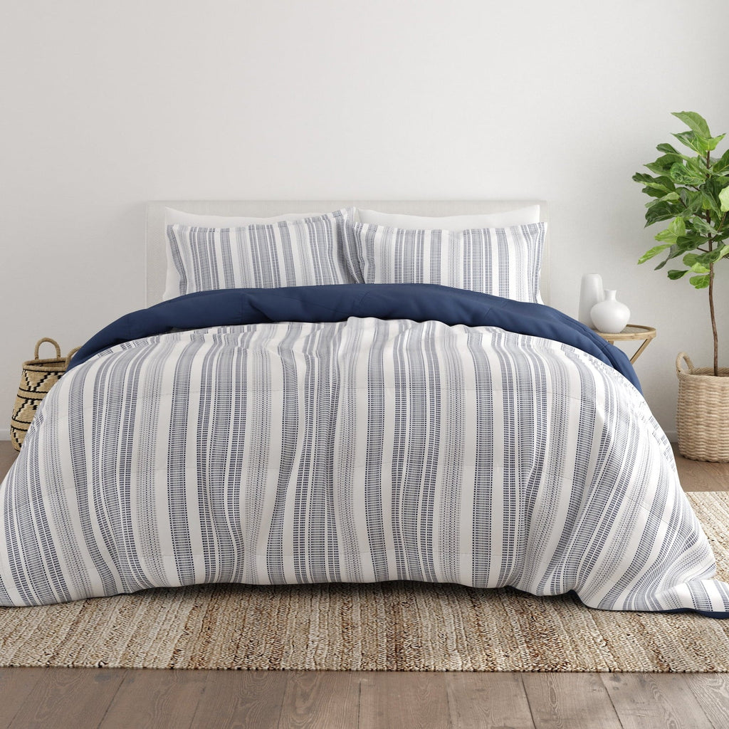 Hypoallergenic Cloud 2-Piece Navy Farmhouse Dreams ReversiblePrint Comforter Set, Twin/TwinXL - Hypoallergenic Ultra-Fluffy Quilt for Winter - Default Title