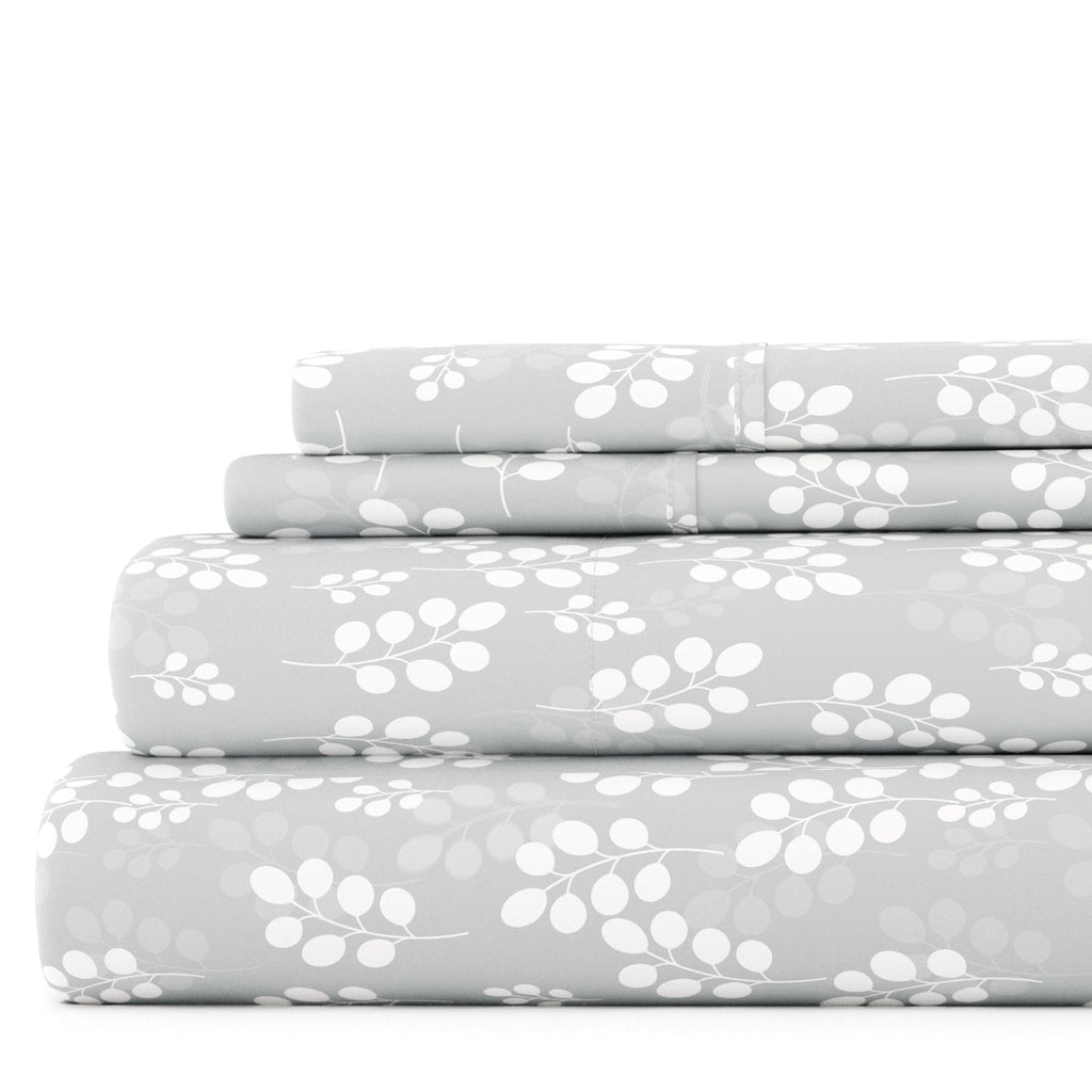 Breathable Luxury 4 Piece Pattern Microfiber Bed Sheets Set, Gray Wheat, Full - Cooling Hotel Quality Bedding Sheets and Pillowcases - Default Title