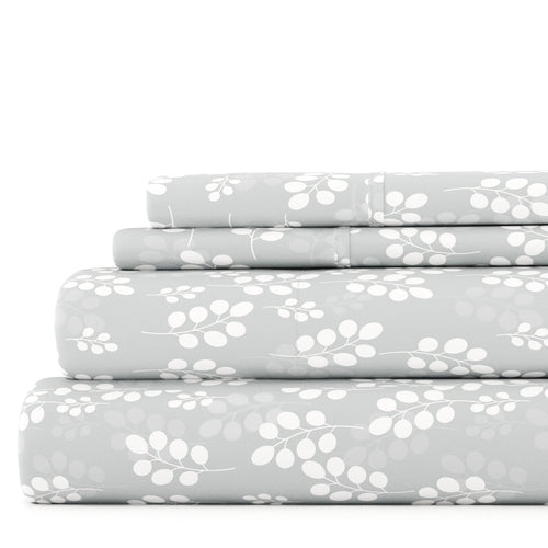 Breathable Luxury 4 Piece Pattern Microfiber Bed Sheets Set, Gray Wheat, Full - Cooling Hotel Quality Bedding Sheets and Pillowcases - Default Title