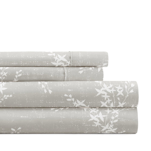 Cooling Sateen 3 Piece Pattern Microfiber Bed Sheets Set, Distressed Willow Light Gray, Twin - Luxury Bed Sheet Set with Deep Pockets - Default Title