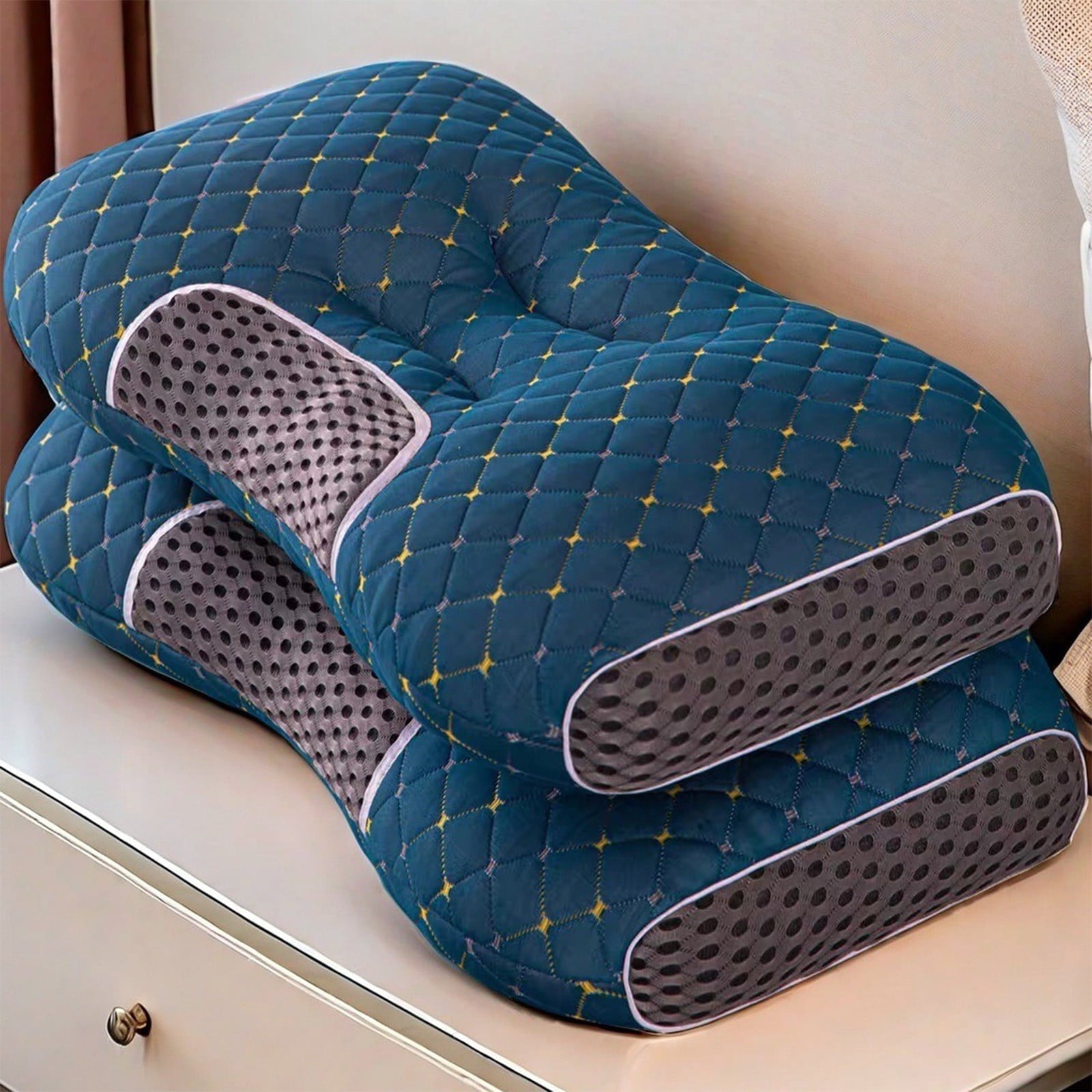 Ergonomic Memory Foam 2-Pack Orthopedic Cervical Pillows For Deep Sleep Support - Non-Collapsing Memory Foam Pillow With Neck Pain Relief, ... - Orthopedic Shredded Foam Bed Pillow Set - Default Title