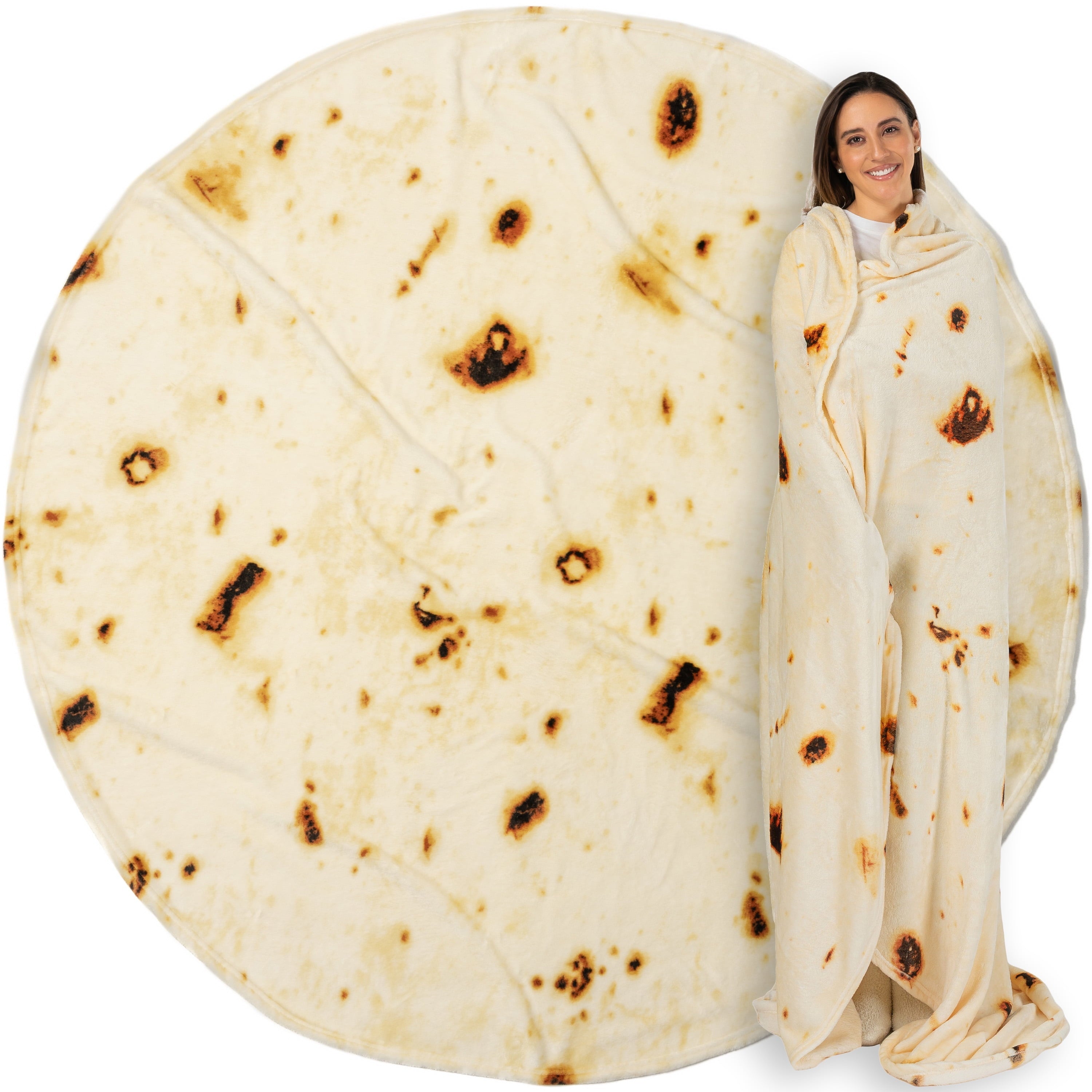 Super Soft Flannel Burrito Tortilla Blanket, Double Sided Taco Flour Wrap Novelty Throw for Adult Kid Teen, Realistic Food Blanket, Funn... - Lightweight Plush Warm Blanket for All Seasons - Default Title