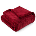 Decorative Knitted Maroon Red Throw Blanket for Couch, Twin Bed, Soft Fleece Throws for Sofa Chair, Fuzzy Waffle Textured Blanket, Cozy ... - Super Soft Reversible Sherpa Flannel Blanket - Default Title