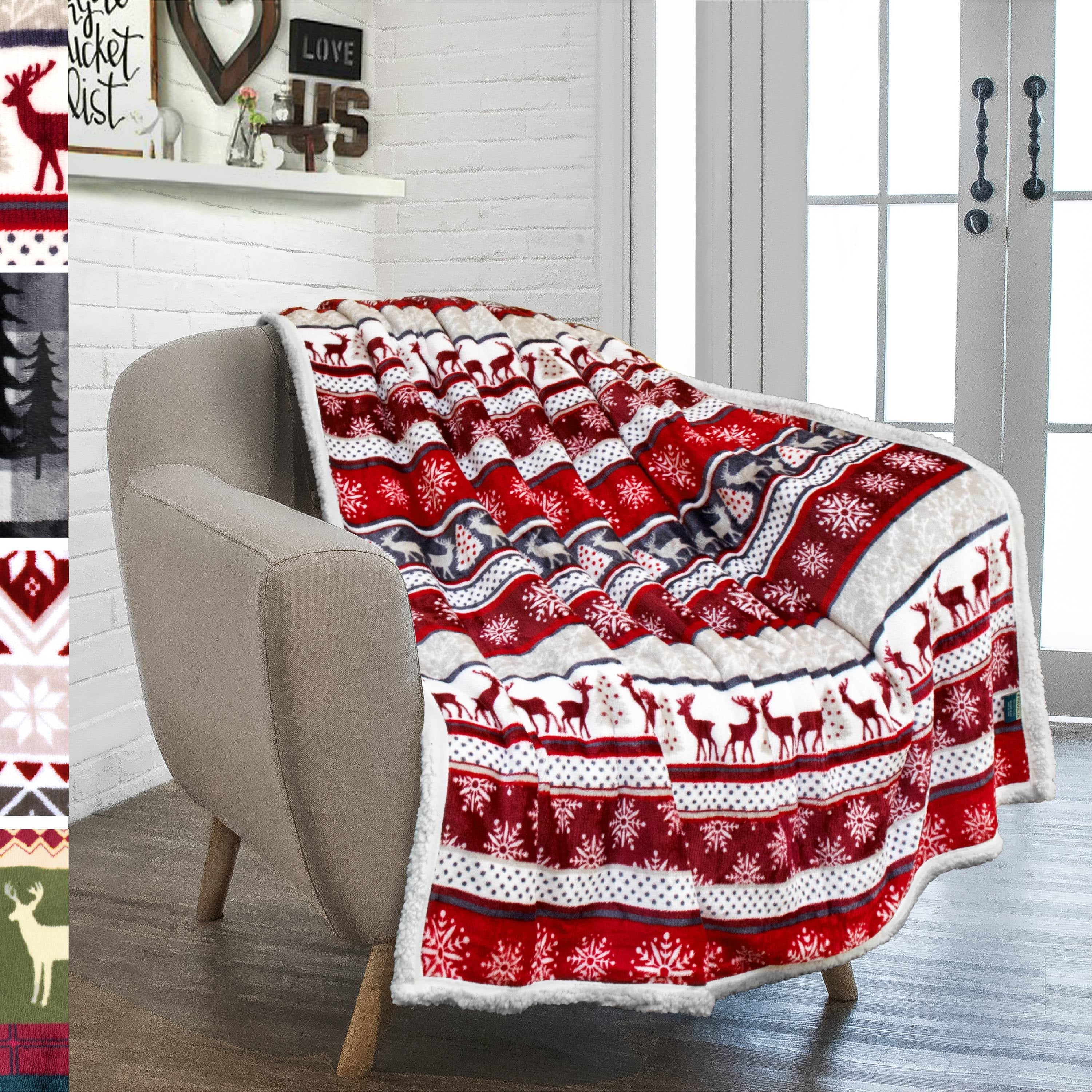 Super Soft Flannel Premium Plush Sherpa Throw Christmas Blanket | Soft, Warm, Cozy, Reversible Microfiber Winter Cabin Throw | Plaid Hol... - Lightweight Plush Warm Blanket for All Seasons - Default Title