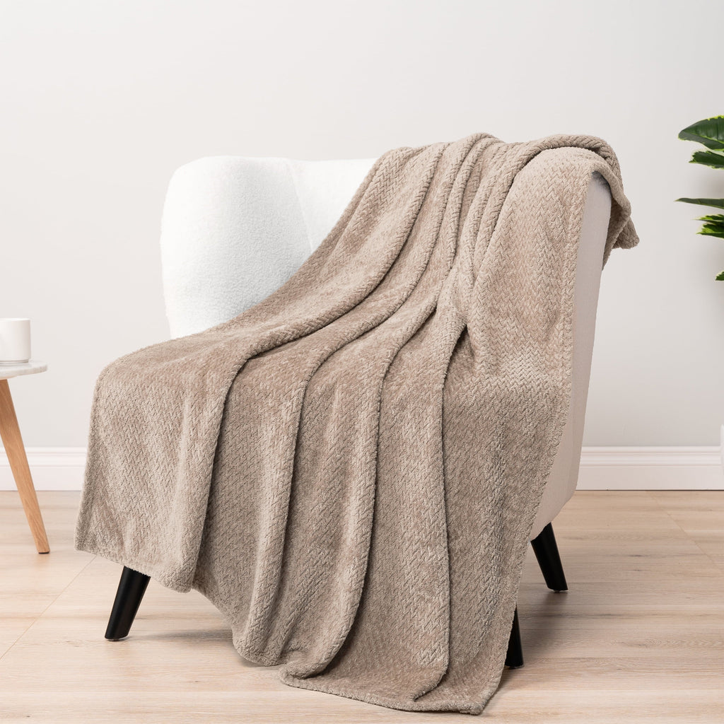 Cozy Fleece Soft Fleece Taupe Tan Throw Blanket for Couch, Lightweight Plush Warm Blankets for Bed, Fuzzy Cozy Flannel Blanket Th... - Super Soft Reversible Sherpa Flannel Blanket - Default Title
