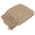 Cozy Fleece Tan Taupe Knit Throw Blanket for Couch Bed, Soft Knitted Farmhouse Sofa Throw for Living Room, Lightweight Decorative... - Cozy Fleece Throw Blanket for Couch & Bed - Default Title