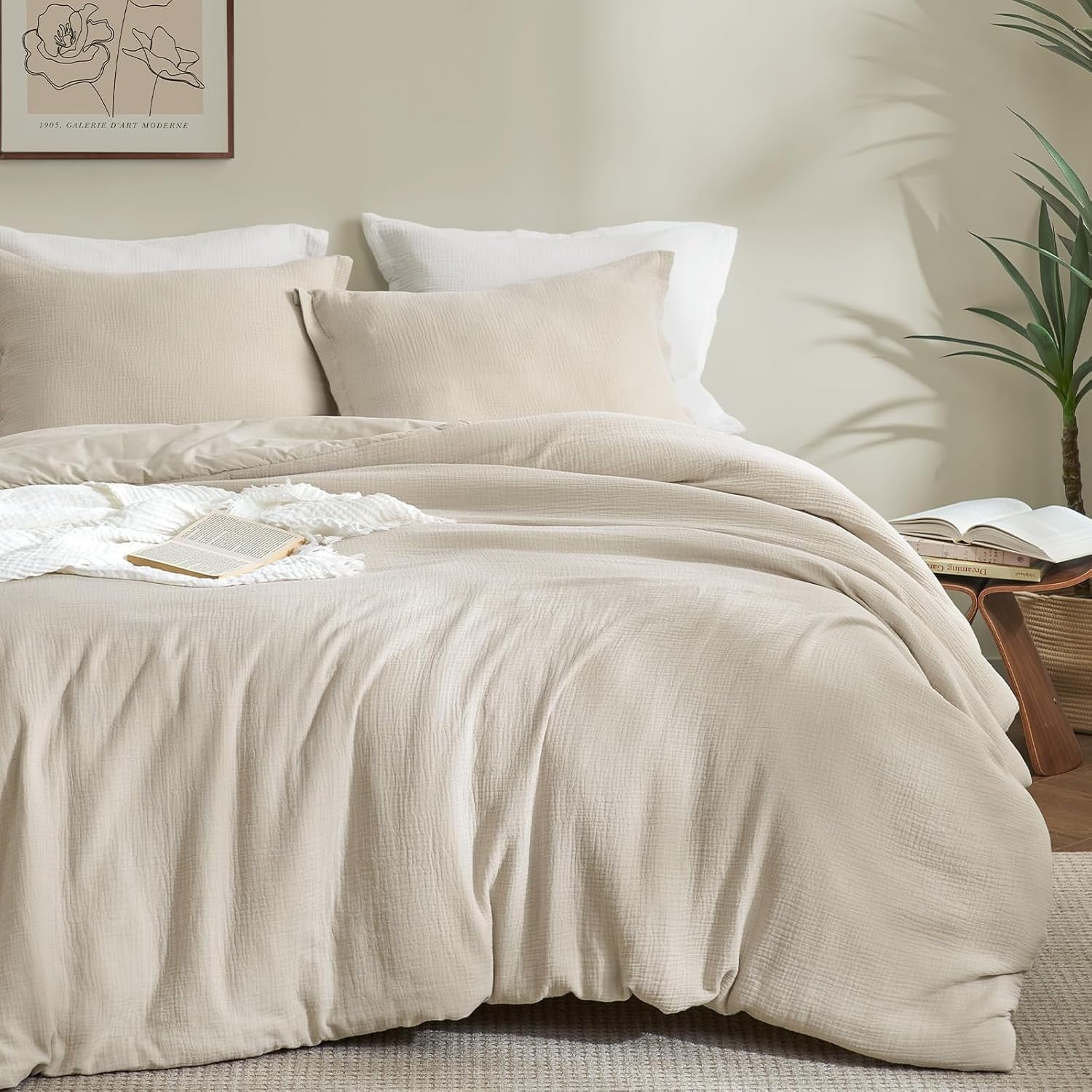 Luxurious Quilted Cotton Muslin Comforter Set Queen Size, Ultra Soft Breathable & Lightweight Bedding Set for All Seasons, 1 Comfy Comf... - All-Season Down Alternative Comforter Insert - Default Title