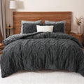 Heavyweight Warmth Warm Sherpa Fleece Queen Comforter Set, 3D Tufted Fluffy Dark Grey Bedding for Winter, Soft 3 Pieces Shaggy Bed Set, ... - Luxurious Quilted Duvet Cover Set - Default Title