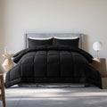 Luxurious Quilted Queen Size 3-Piece All-Season Down Alternative Comforter Set Deep Black (Comforter and Pillowcase Bedding Set / bed i... - Luxurious Quilted Duvet Cover Set - Default Title