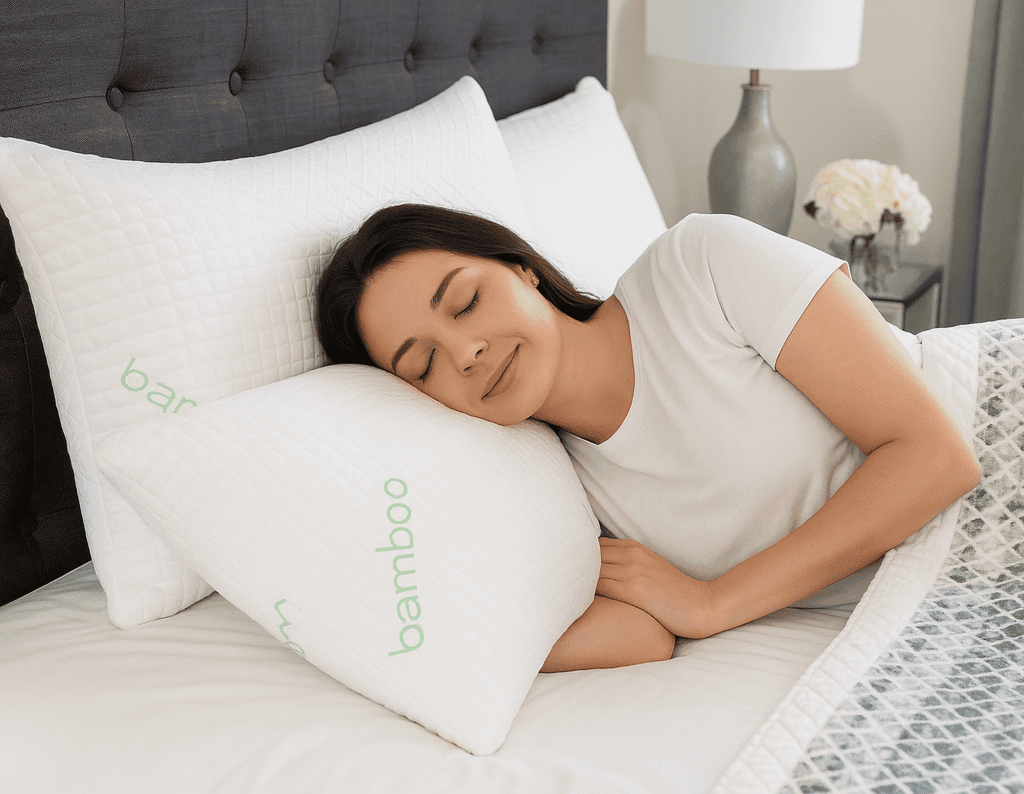 Hotel Collection Queen Size Bamboo Pillow, Memory Foam Bed Pillows with Washable Pillowcases, Queen - Hotel Quality Plush Sleeping Pillows - Default Title