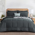 All-Season 7 Pieces Comforter Set with Sheets - Bed in a Bag with Comforter and All Season Sheets, Pillowcases,Dark Gray,Queen - Hypoallergenic Ultra-Fluffy Quilt for Winter - Default Title