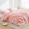 Fluffy Down Alternative Full/Queen Size Comforter Set, Fluffy Ribbed Plush Comforter Set, 3-Piece Bedding Set, Pink - Cloud-Like Soft Lightweight Bed Comforter - Default Title