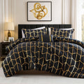 All-Season Full/Queen Size Comforter Set, 4-Piece Bedding Set for All Seasons, Geometric Metallic Comforter Bed Set with Decor P... - Cloud-Like Soft Lightweight Bed Comforter - Default Title
