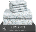 Ultra-Soft 6 Pcs Cotton Sheets - 100% Natural Cotton Soft, Lightweight & Breathable Crispy Percale Bed Sheets, King Size Sheets ... - Cooling Hotel Quality Bedding Sheets and Pillowcases - Default Title