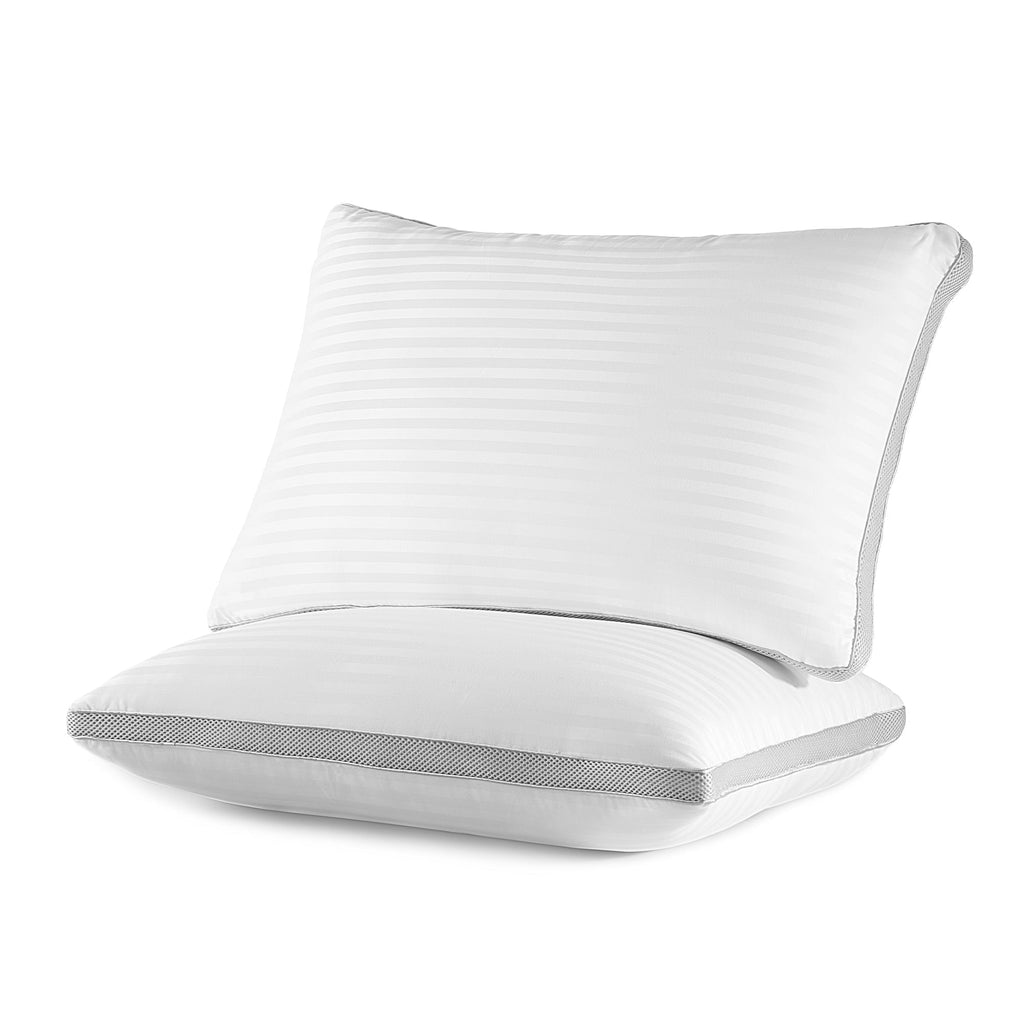 Ergonomic Memory Foam Bed Pillows for Sleeping, Queen Size Set of 2, Sandwich Mesh with Breathable Sides, Premium Medium pillows for Back, ... - Orthopedic Shredded Foam Bed Pillow Set - Default Title