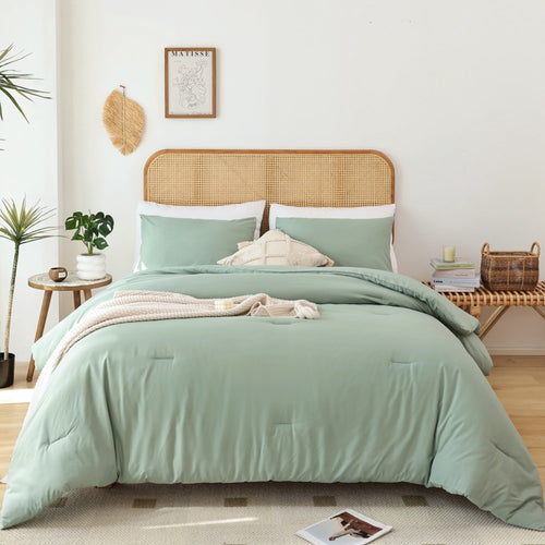 All-Season Queen Comforter Set For Adult, 3 Piece Sage Green Comforter Sets & Bedding For All Season - All-Season Down Alternative Comforter Insert - Default Title