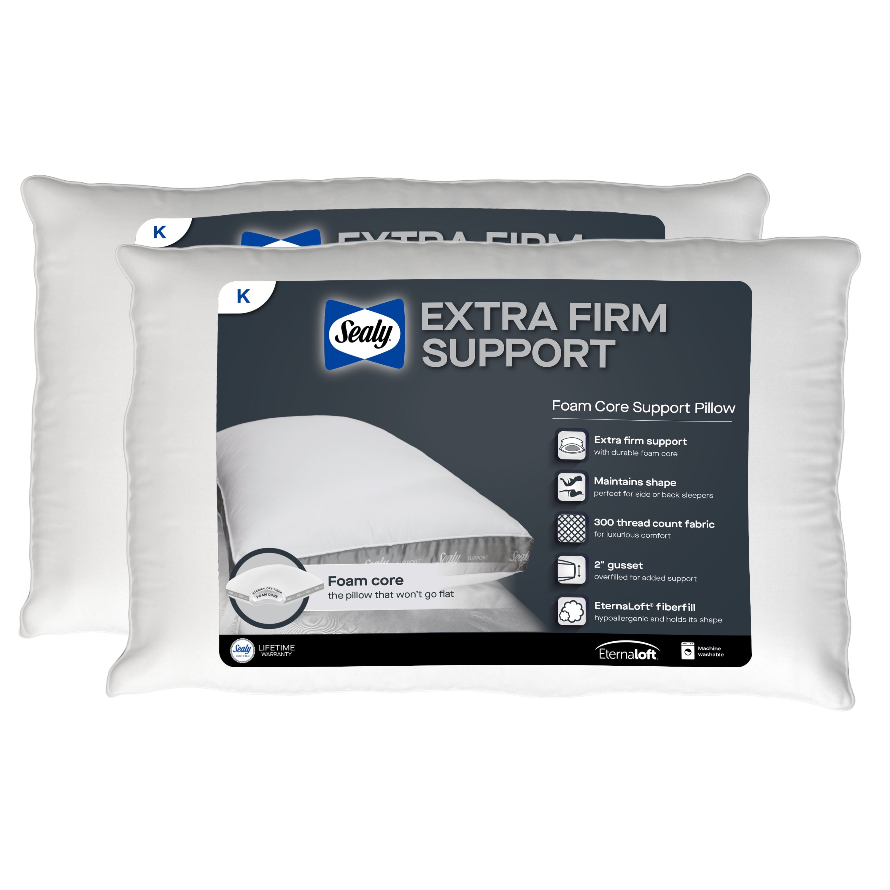 Orthopedic Support Extra Firm Support Foam Core Pillow 2pk, King - Orthopedic Shredded Foam Bed Pillow Set - Default Title