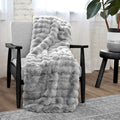 Cozy Fleece Serenade Gray Textured Faux Fur Throw Blanket, 50 x 70 - Super Soft Reversible Sherpa Flannel Blanket - Default Title