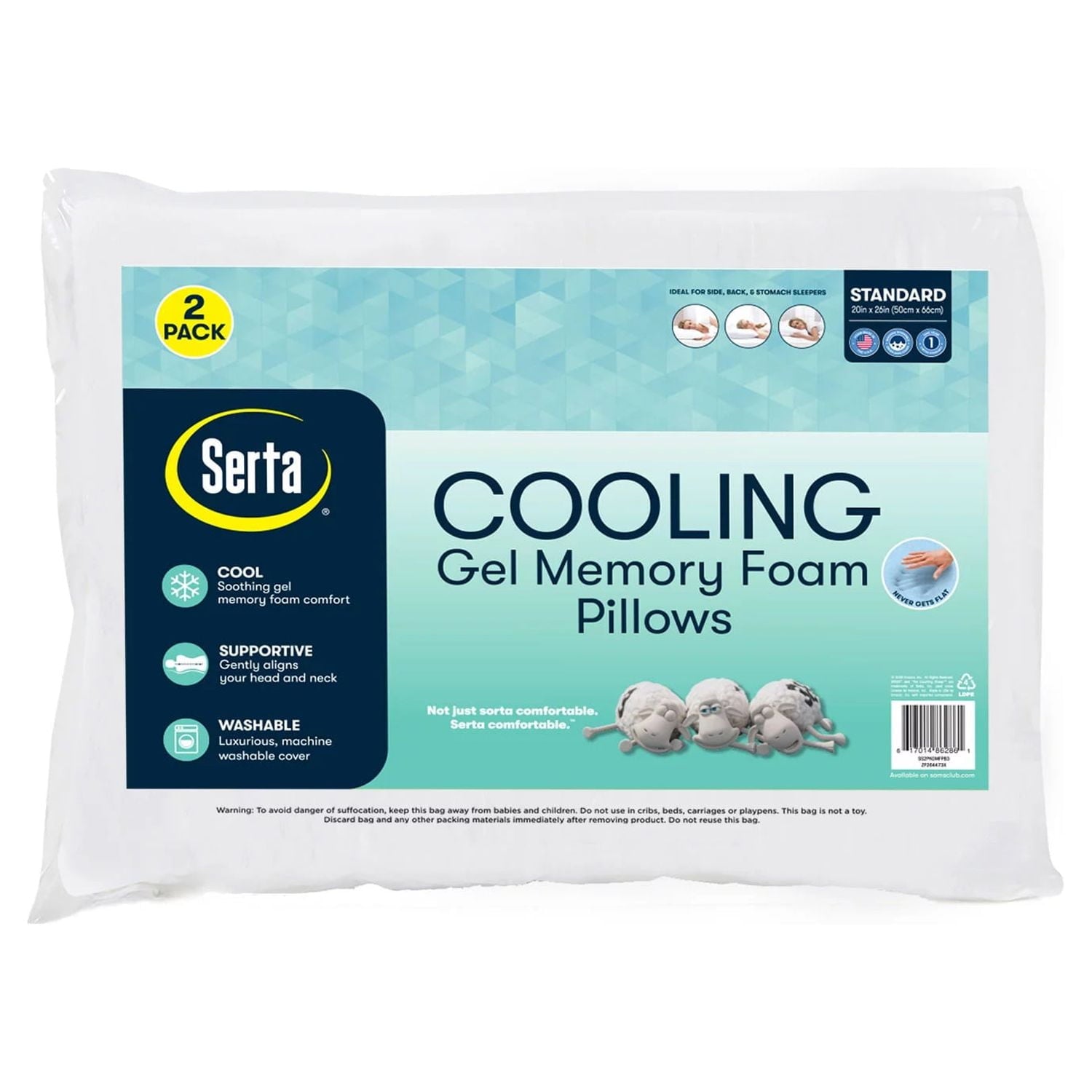 Fluffy Shredded Cooling Gel Memory Foam Bed Pillow, Set of 2 - Decorative Throw Pillow Cushion for Sofa & Bed - Default Title