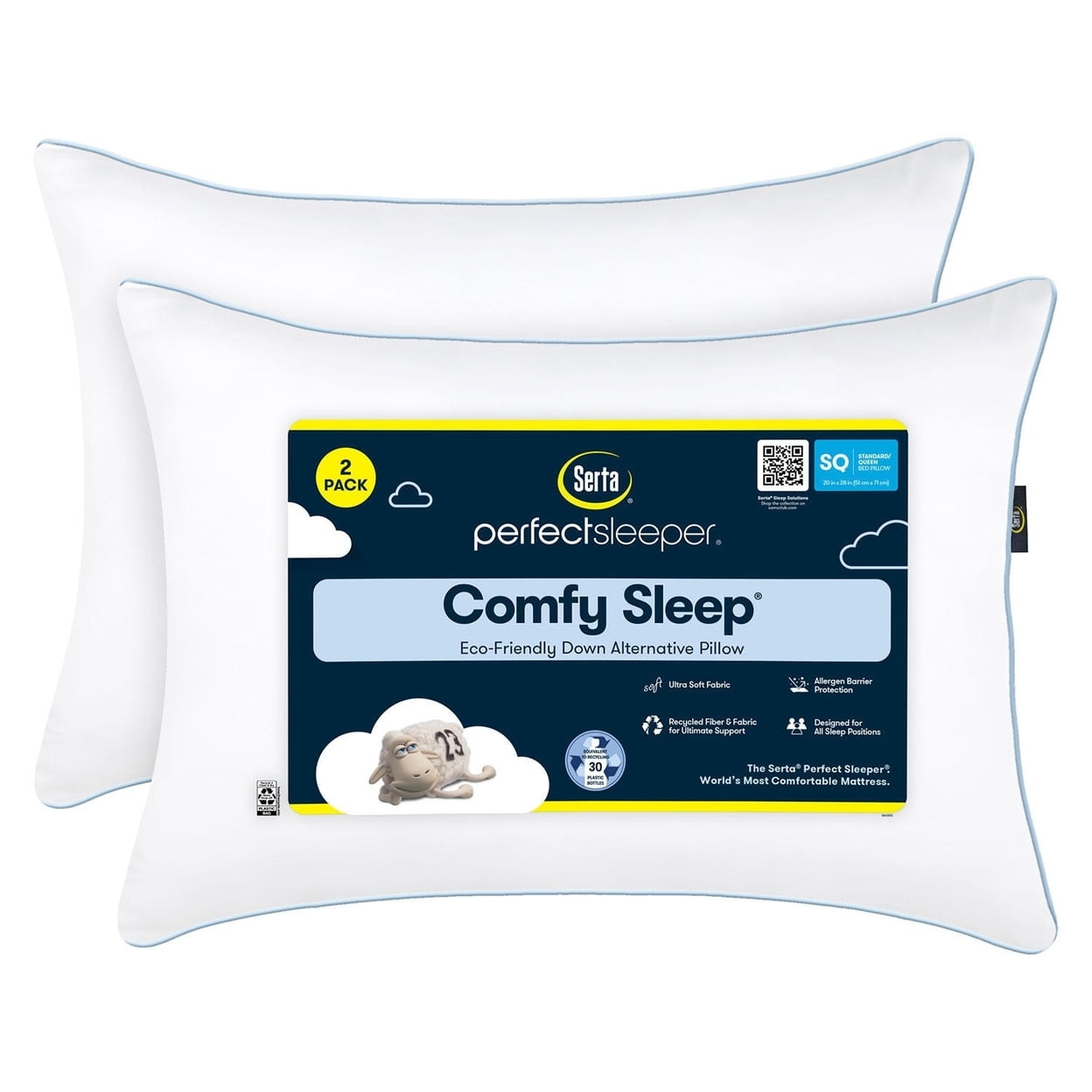 Decorative Plump Comfy Sleep Eco-Friendly Bed Pillow Standard/Queen (2 Pk) - Orthopedic Shredded Foam Bed Pillow Set - Default Title