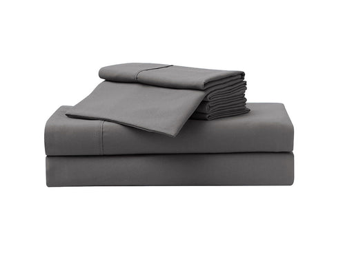 Cooling Sateen So Soft 3-Piece Dark Gray Sheet Set, Twin - Premium Ultra-Soft Pillowcase Pair for Sleeping - Default Title