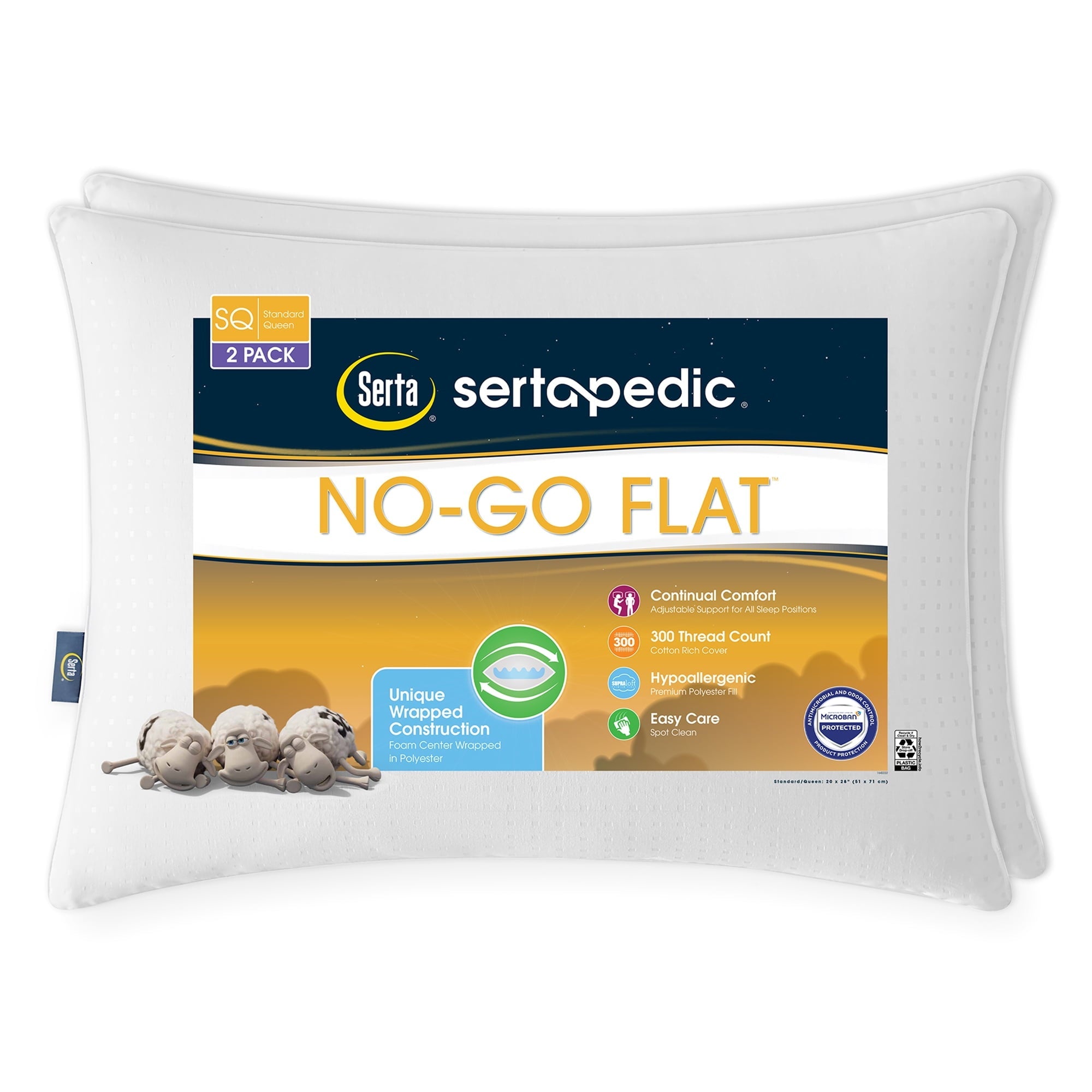 Fluffy Shredded pedic No-Go-Flat Bed Pillow, Standard/Queen, 2 Pack - Decorative Throw Pillow Cushion for Sofa & Bed - Default Title