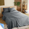 Breathable Luxury Shilucheng 4 Pieces Luxury Bed Sheets Set, Plush Microfiber Bed Sheets, 16" Deep Pocket, Queen, Dark Gray - Breathable Egyptian Cotton Flat & Fitted Sheets - Default Title
