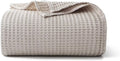 Reversible Sherpa 100% Cotton Waffle Bed Blanket King Size, Throw Blanket for Couch All Seasons (Beige, 104x90) - Cozy Fleece Throw Blanket for Couch & Bed - Default Title