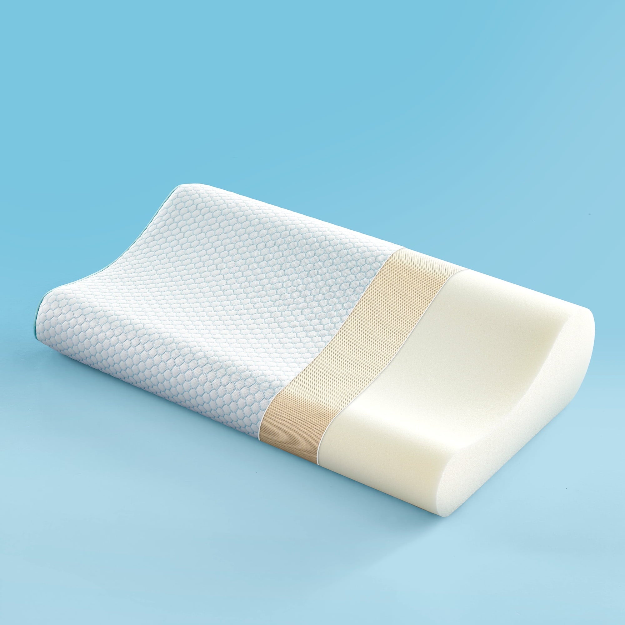 Decorative Plump Standard Cooling Memory Foam Pillow, Ergonomic Adjustable Orthopedic Contour Bed Pillows Neck Support for Side Back S... - Hotel Quality Plush Sleeping Pillows - Default Title
