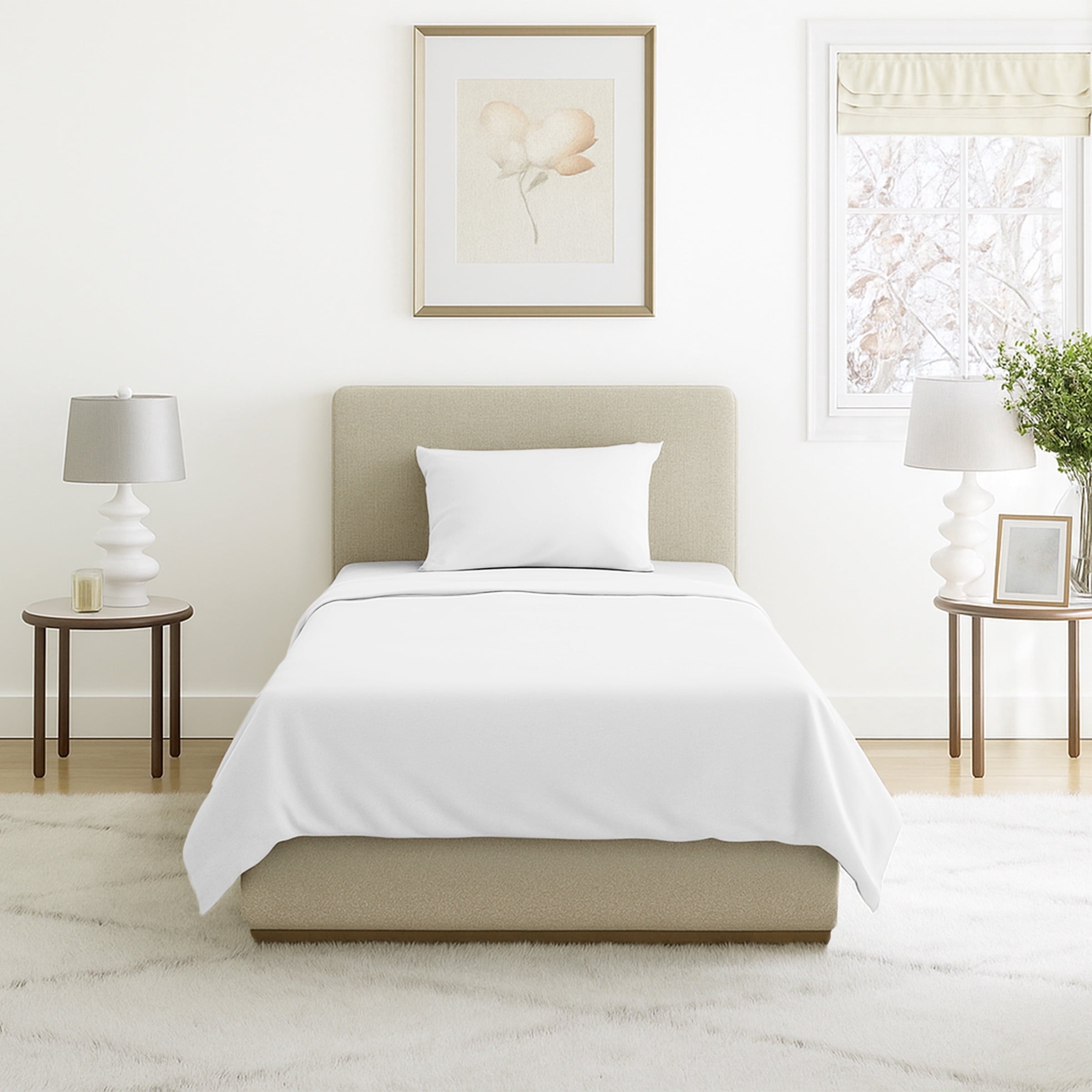 Cooling Sateen Set- 3 Piece Bed Linens-Fitted & Flat s, Plus A Pillowcase-Wrinkle, Stain & Fade Resistant (Twin, White) - Premium Ultra-Soft Pillowcase Pair for Sleeping - Default Title