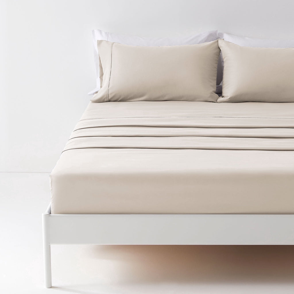 Cooling Sateen Bed Sheet Sets,Ultra Soft Breathable Luxury 4 Piece, (Beige, Queen) - Luxury Bed Sheet Set with Deep Pockets - Default Title