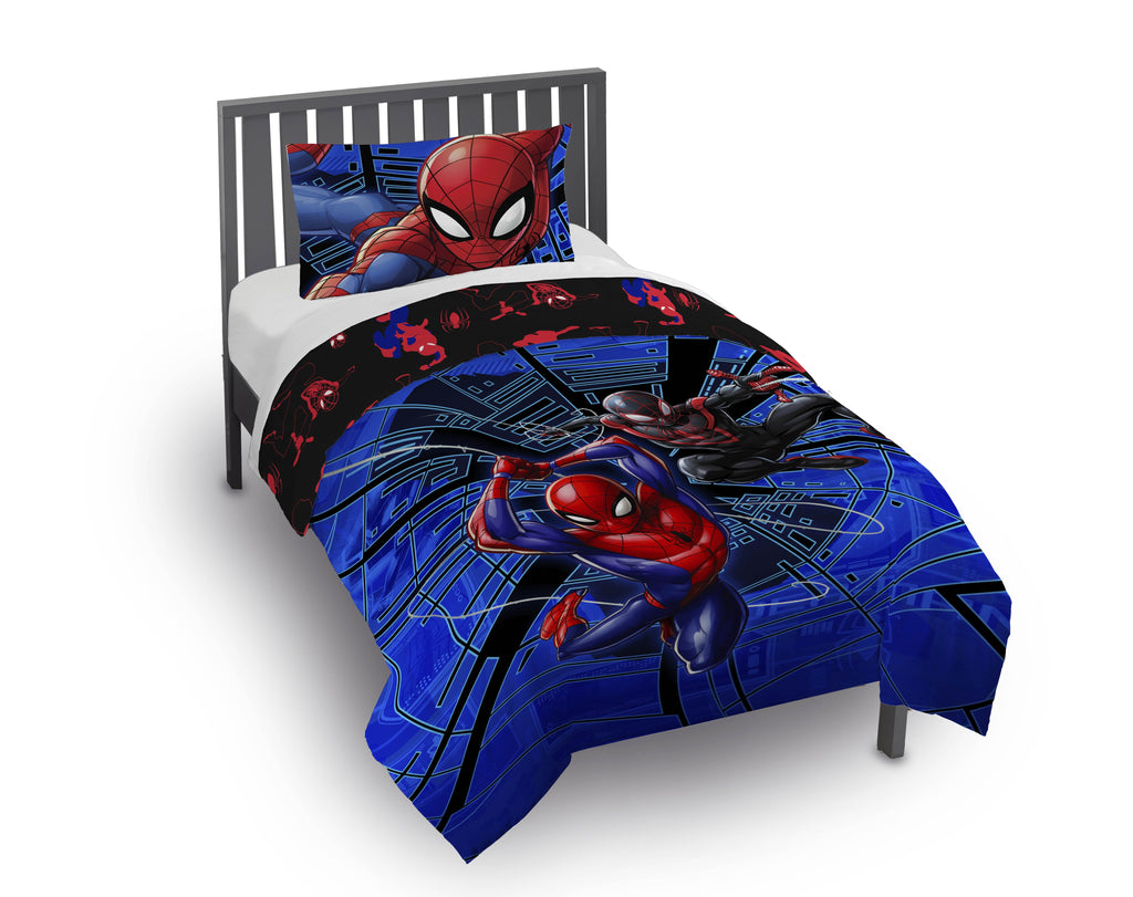 Hypoallergenic Cloud Spiderman Techno City Kids 2 Piece Blue Reversible Comforter and Pillowcase Set, Twin/Full - All-Season Down Alternative Comforter Insert - Default Title