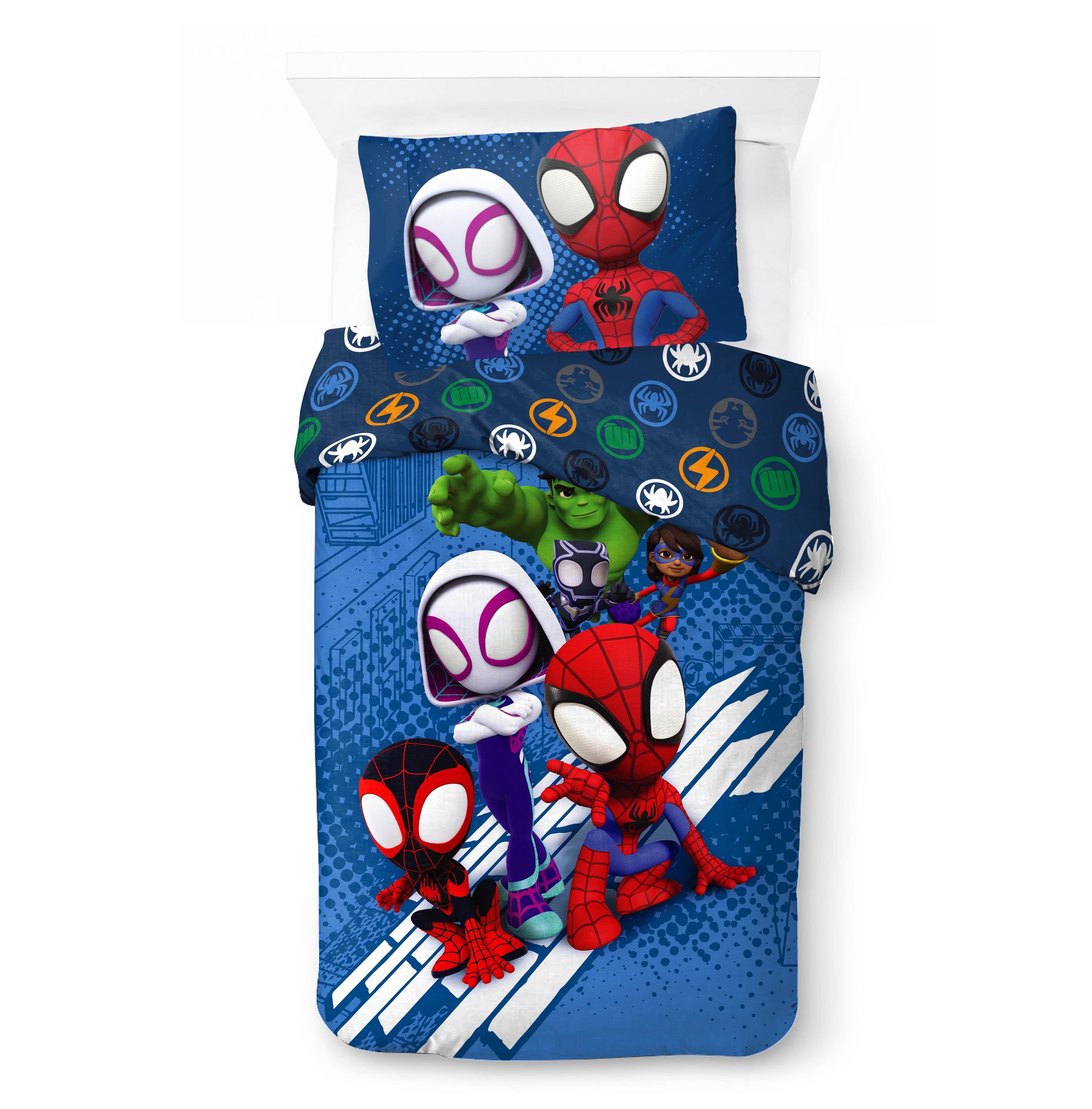 Fluffy Down Alternative Spidey Amazing Friends Kids 2-Piece Twin/Full Reversible Comforter Set, Microfiber, Red - Cloud-Like Soft Lightweight Bed Comforter - Default Title