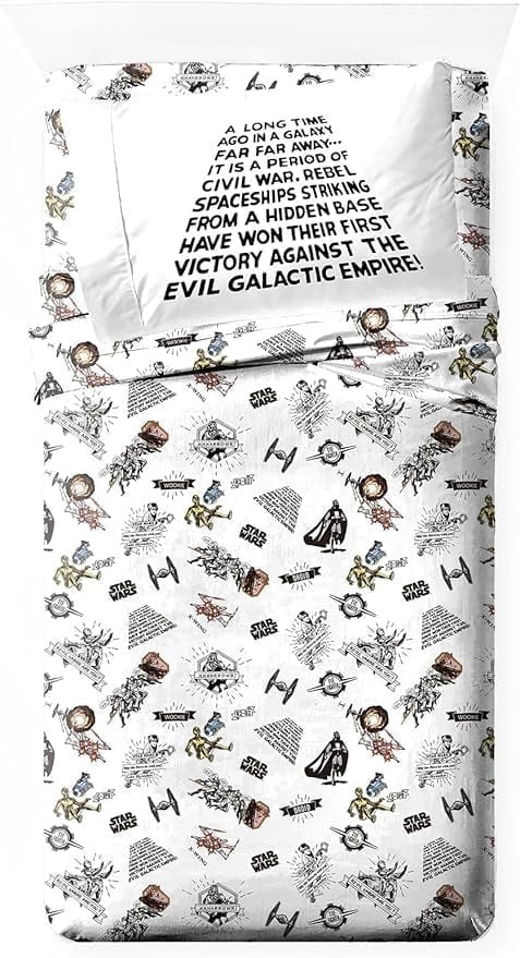 Cooling Sateen T-Shirt Comic 3 Piece Twin Size Bed Sheets Set - Disney Space Theme Bedding - Luxury Bed Sheet Set with Deep Pockets - Default Title