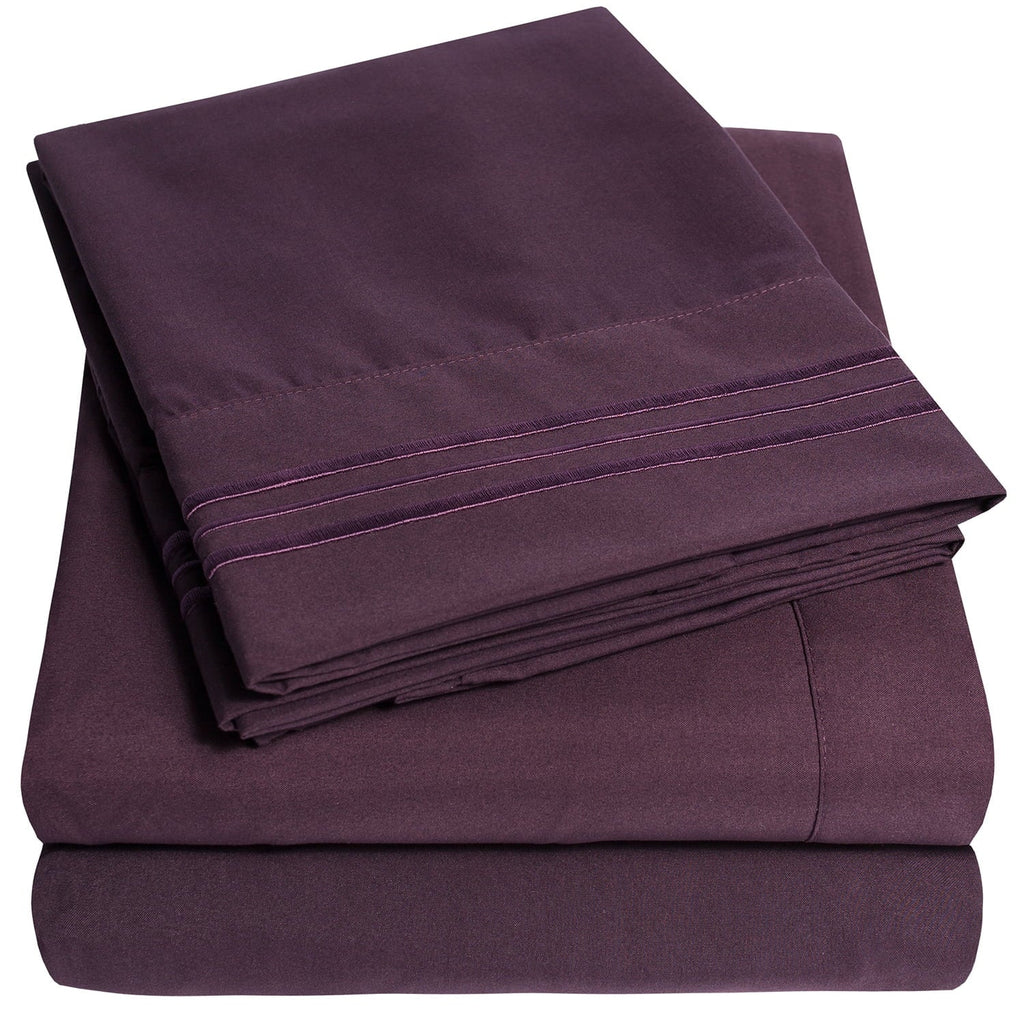 Breathable Luxury 1800 Series Bed Sheets - Extra Soft Microfiber Deep Pocket Sheet Set - Purple, Full - Breathable Egyptian Cotton Flat & Fitted Sheets - Default Title