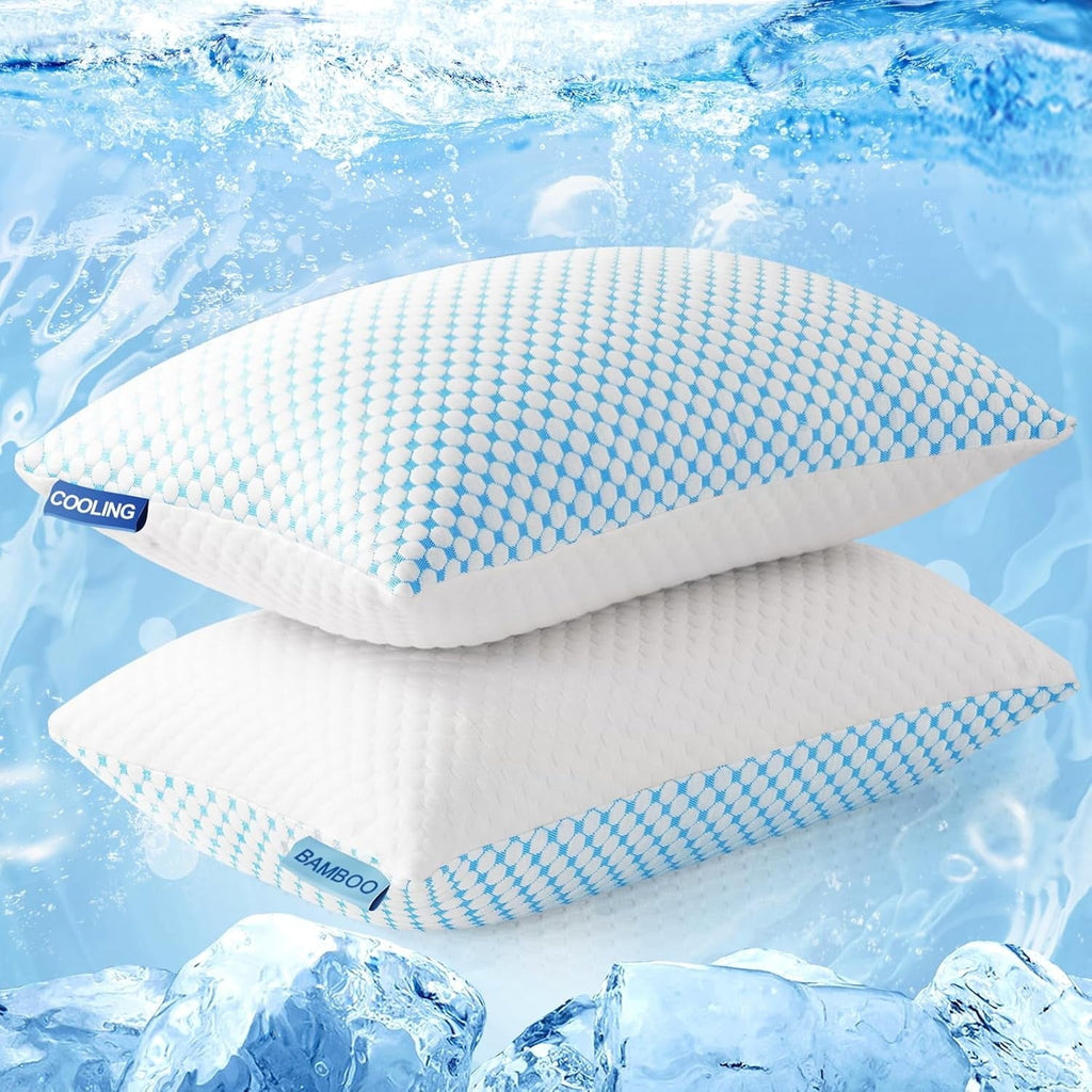 Ergonomic Memory Foam 2 Pack Cooling Pillow for Sleeping, Memory Foam Pillows Cool Bed Pillows Hotel Reversible Pillow with Washable Remova... - Decorative Throw Pillow Cushion for Sofa & Bed - Default Title
