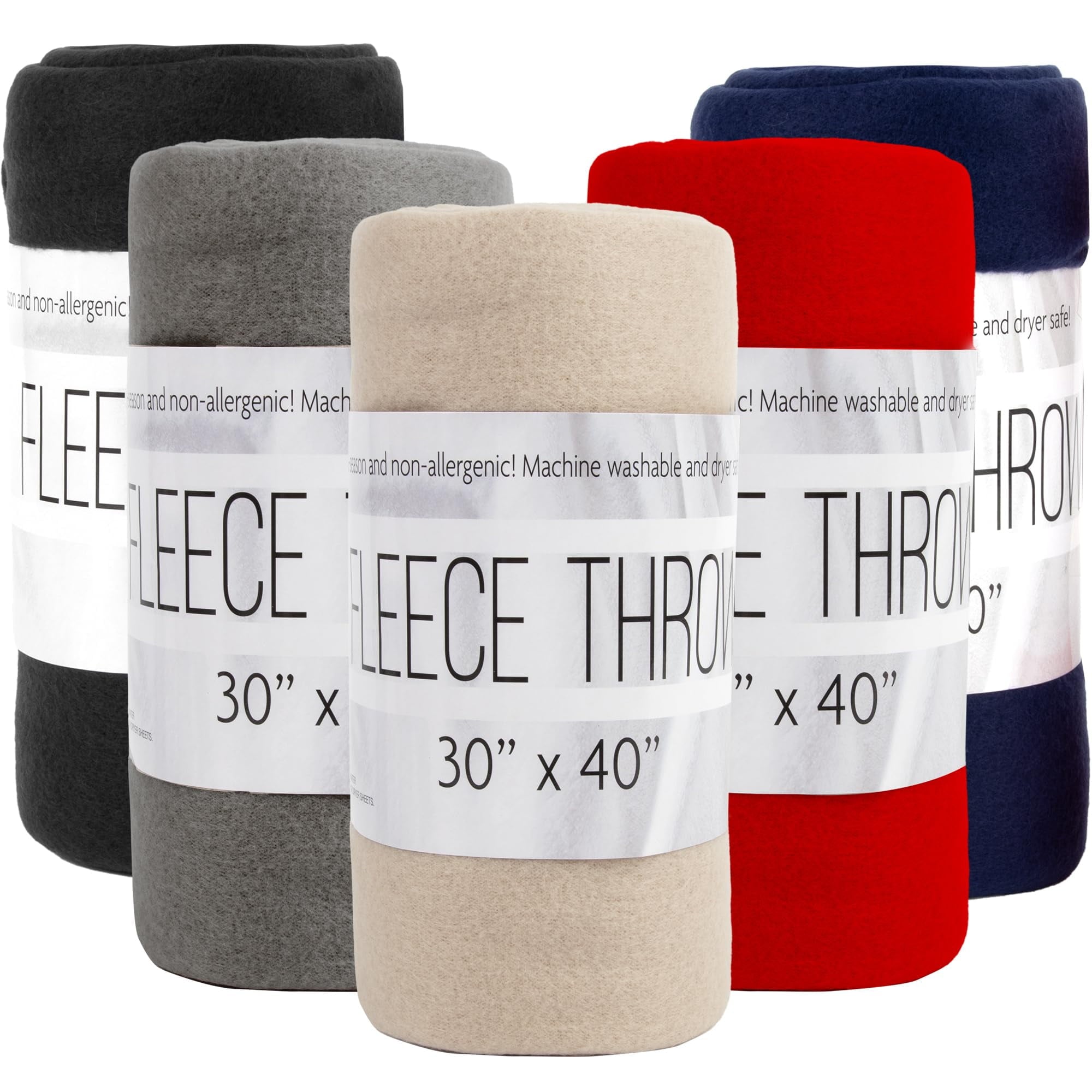Cozy Fleece 24 pack Adult Soft Fleece 40"L x 30"L Twin Throw Blankets for Homeless, Wedding Favors, Home in Assorted Colors - Cozy Fleece Throw Blanket for Couch & Bed - Default Title