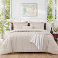 Heavyweight Warmth Tufted Boho Comforter Set Queen, Beige, 3 Pieces Farmhouse Shabby Chic Embroidery Bedding Set, Soft Jacquard Comforte... - All-Season Down Alternative Comforter Insert - Default Title