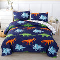 Hypoallergenic Cloud 3 Pcs Dinosaur Twin Size Bedding Sets for Boys, Dinosaur Printing Boys Comforter Set, Blue and White Reversible Bed C... - Cloud-Like Soft Lightweight Bed Comforter - Default Title