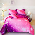 Fluffy Down Alternative 4Pcs Rainbow Twin Size Comforter Set for Girls, Pink Purple Gradient Glitter Kids Bedding Sets, Soft Galaxy Girls Bed... - Luxurious Quilted Duvet Cover Set - Default Title