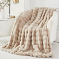 Reversible Sherpa Taupe Faux Fur Bubble Blankets for Couch Chair Sofa Luxury Fluffy Thick Bubble Throw Blanket Furry Blanket Fuzzy Soft... - Super Soft Reversible Sherpa Flannel Blanket - Default Title