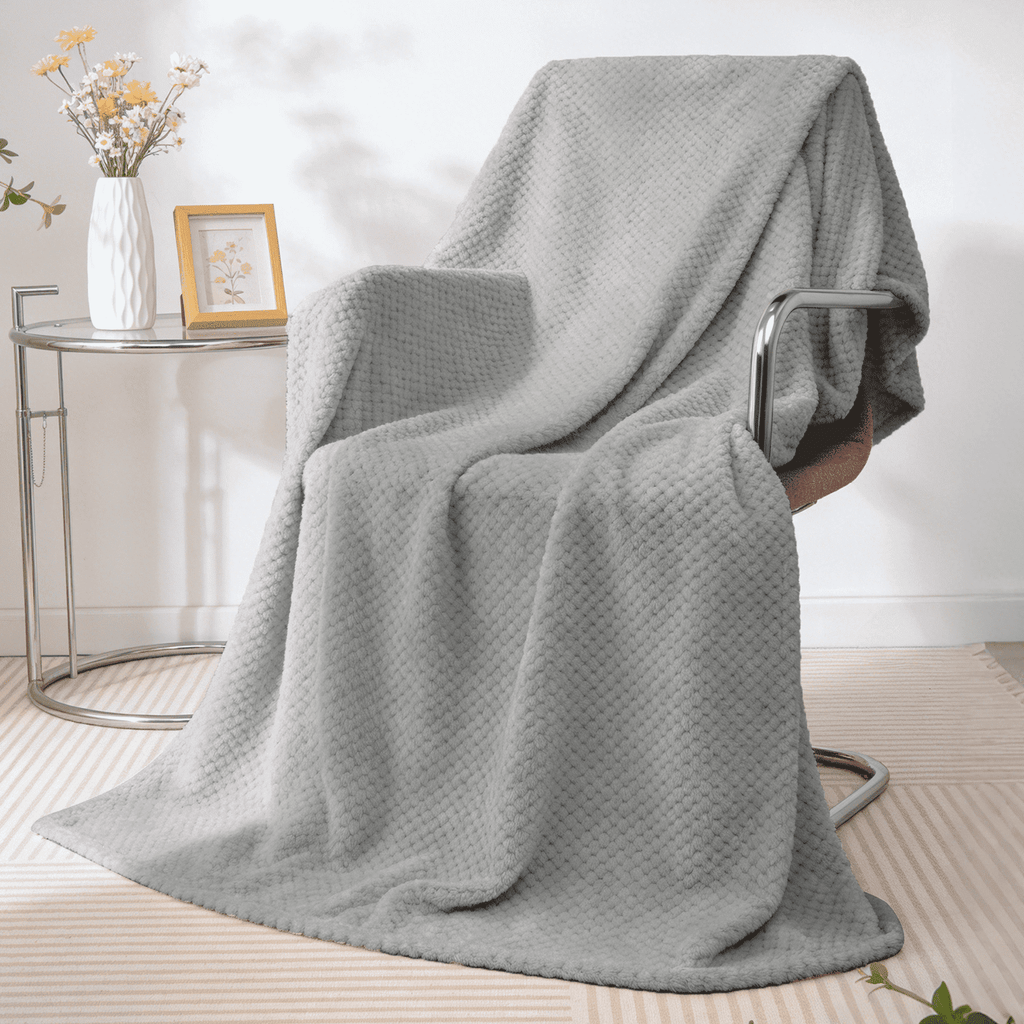 Lightweight Warm Throw Blanket, Decorative Throws with Waffle Wave Design, Super Soft Plush Fuzzy Blankets , Luxury Lightweight and Br... - Cozy Fleece Throw Blanket for Couch & Bed - Default Title