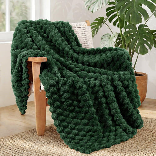 Cozy Fleece 50"x60" Throw Blanket for Couch with Expanded 3D-Jacquard Pattern, Fuzzy Soft Cozy Exquisite Blankets or All Season, ... - Luxury Knitted Decorative Throw Blanket with Fringes - Default Title