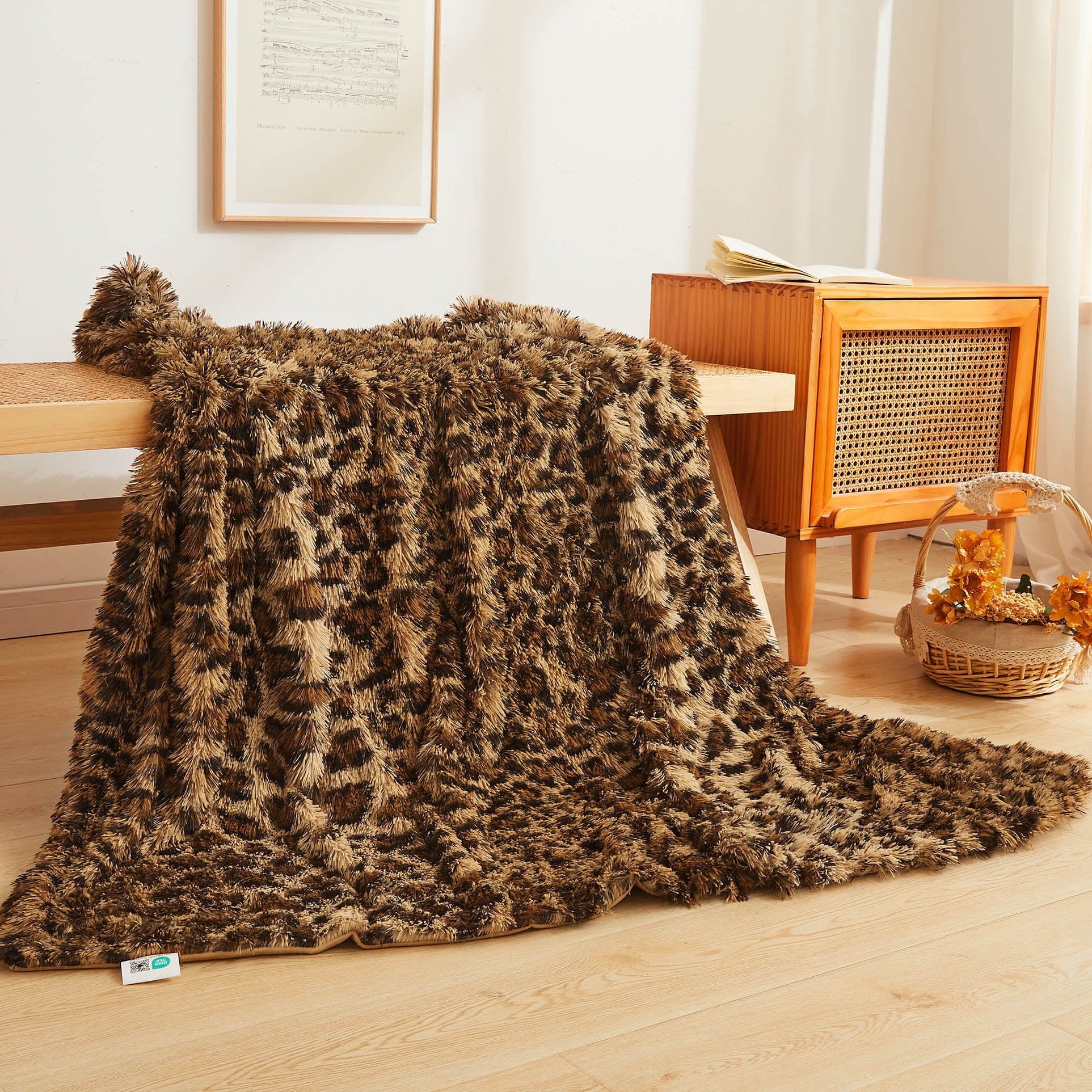 Reversible Sherpa Luxury Faux Fur Leopard Print Throw, Soft 50x60 Cheetah Print Fluffy Blanket, Shaggy Plush Decorative Couch Throw, Cu... - Lightweight Plush Warm Blanket for All Seasons - Default Title